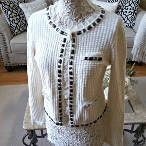 GORGEOUS Jewel EMBELLISHED Sweater By CABI Sz. Med.